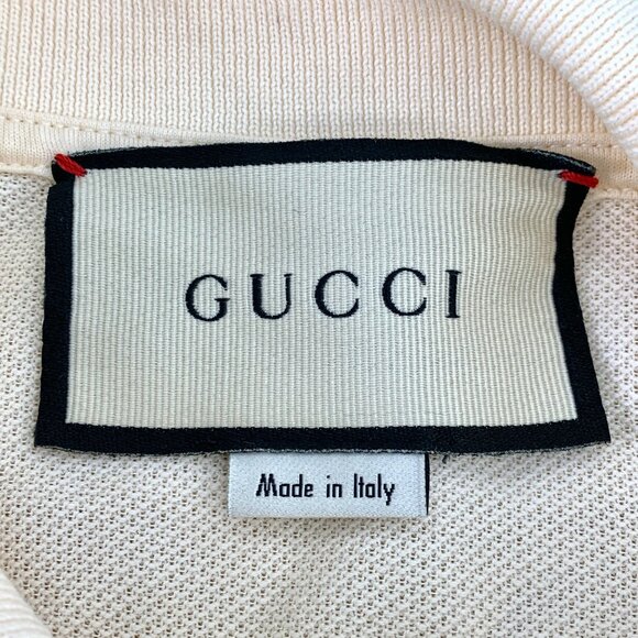 Gucci Mens Beige Polo Shirt With Embroidered Logo Short Sleeve S - Picture 7 of 7